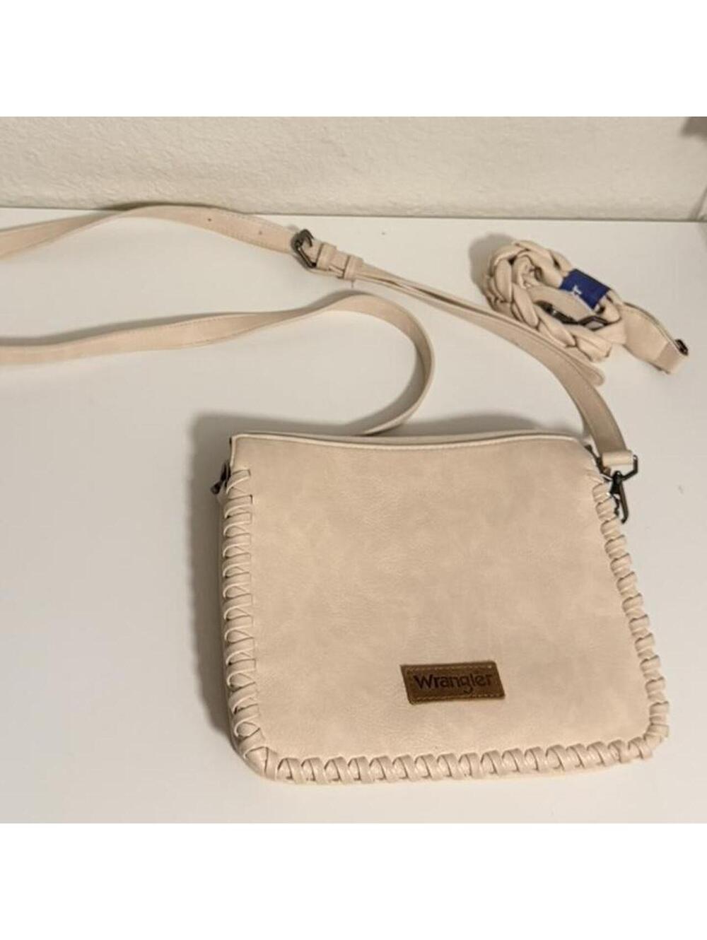 Wrangler Cream Whipstitch Crossbody Bag | Western Coastal Cowgirl Purse